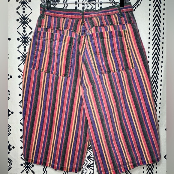 Vintage C’est Toi Faded Multi Colour Striped Jean Shorts M Cotton Made In USA - Picture 4 of 8
